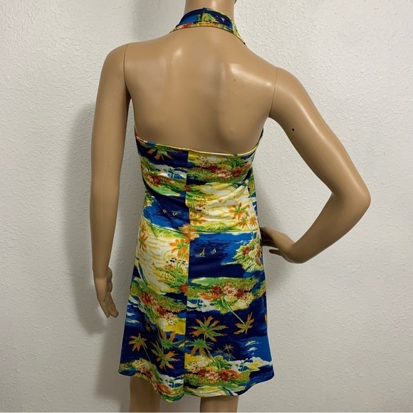 Ocean Drive Y2K Tropical Cruise Wear Beach Halter Mini Dress Size M - Picture 3 of 6